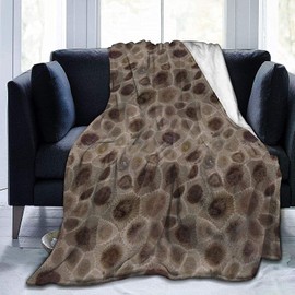 Epushow Microfleece Throw Blanket, Brown Petoskey Stone Printing Microfiber Blanket for Couch, Bed, Sofa and Living Room (50"x40")