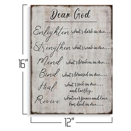 Inspirational Wall Art for Office Motivational Quotes Theme Wall Decor - Dear God Enlighten What is Dark in Me Canvas Prints Pictures Ready to Hang for Living Room Home Walls Decoraton, 12''x16''