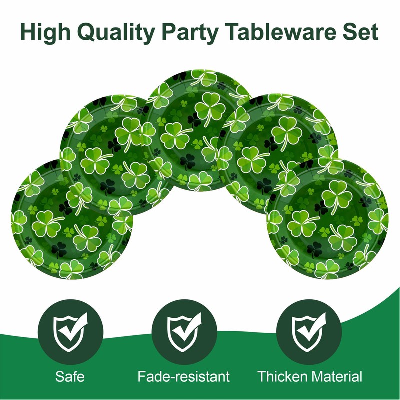 St Patrick's Day 40Pcs Disposable Paper Plates,Including 20pcs 9" and