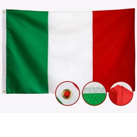 Double Sided Italian Flag 3x5 Outdoor Made In USA Italy Flags Heavy Duty 210D Nylon,Sewn Stripes, Stronger Brass Grommets,4 Stitched Hemming,Perfect for Outside