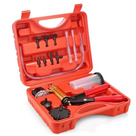 2 in 1 Hand Vacuum Pump Brake Bleeder Kit for Auto Brake System Bleeding Tools with Gauge and Adapters