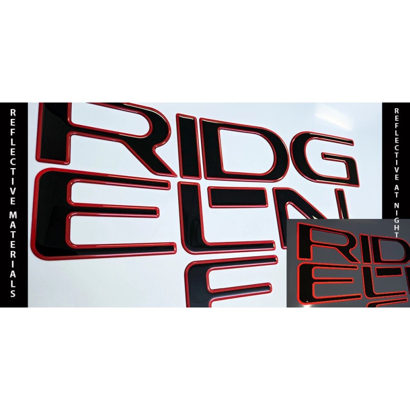 AUTOCARIMAGE RAISED TAILGATE LETTERS for RIDGELINE 2024 2025 RED REFLECTIVE
