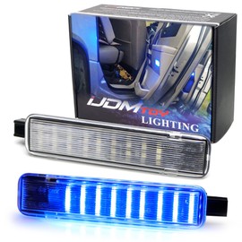 iJDMTOY Clear Lens 36-LED Blue Side Door Courtesy Light Assemblies Compatible With GM Trucks SUVs Escalade Avalanche Silverado Sierra Yukon Hummer2, Replace OEM Clear/Red Lens Lamps