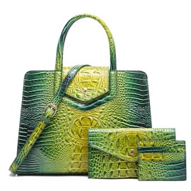 Makcr Joacbv Women Embossed Pattern Satchel Handbags Wallet 3 pcs Set Crossbody Tote Top Handle Vegan Leather Ladies Bag