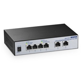 YuLinca 10G Web Managed Switch, 4x2.5G + 2x10G RJ45 Ports, LACP/VLAN/QoS, Fanless Metal Enclosure for NAS/Gaming/8K Streaming