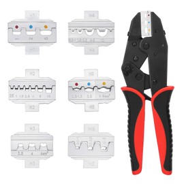 Mayouko 7PCS Quick Change Wire Crimping Tool Set for Heat Shrink, Insulated Nylon, Non-Insulated, Wire Ferrules, Open Barrel Terminals, Solar Connectors, Crmiper with 6 Interchangable Die