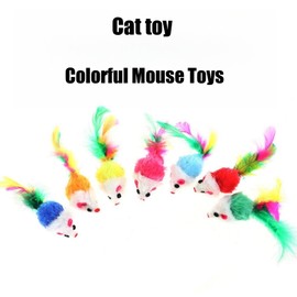 LJFEA 10 Pcs Furry Cat Toy Mouse Toy for Cats Kitten Interactive Cat Mouse Toys Katzenspielzeug Mäuse, Plüschmaus mit Rassel, Plüsch Spielzeugmäuse für Katzen, Interaktive Spielzeugmäuse für Katzen