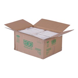 ECO PRODUCTS Compostable 9" Soak Proof Clamshell To Go Containers, Case of 200, 3 Compartment, Square Takeout Food Box, White Renewable Lined Molded Fiber, Cut Resistant, ASTM Compliant