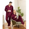 SWOMOG Couples Satin Pajamas Set Mens Matching Silk Long Sleeve