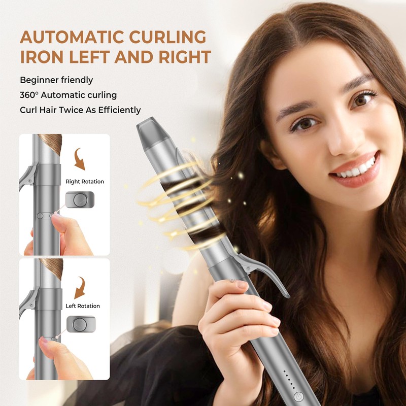 Rotating Curling Iron Automatic - 1.25 Inch Self-Curling Hair Curler