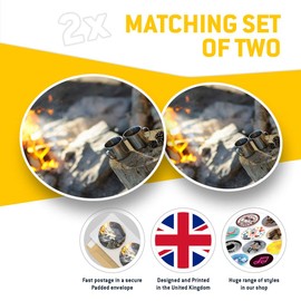 Vinyl Stickers (Set of 2) 25cm - Wild Camping Campfire Camp Tent Fire #24438