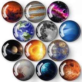 12Pcs Glass Fridge Magnets, Strong Refrigerator Magnets for Kitchen Office Cabinets Whiteboards Photos Cute Magnets Decoration Gift for Boys Girls