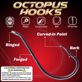 Octopus-Hook-Fishing-Beak-Circle-Hooks-Set-Saltwater-Freshwater-Red-Black 150 Pack (D:150-Piece Black Small Size Kit（#1- #8）)