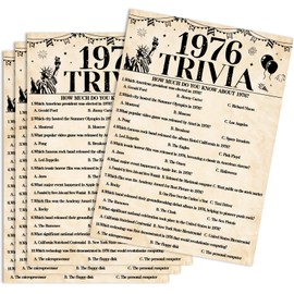30Pcs 50th Birthday Party Games 1976 Trivia Game Fun Back in 1976 Games Double-Sided Game Cards Vintage 50th Birthday Party Supplies for 50 Year Old Woman Man Anniversary Class Reunion Gifts