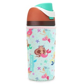 Cute Sleeve for Owala Kids FreeSip 16 oz, Thick Neoprene Cover Compatible with Owala 16 oz, Water Bottle Scratch Resistant Sleeve for Boys Girls to School (Mermaid World, 16 Ounces)