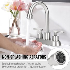 GXCROR Bathroom Faucets for Sink 3 Hole,4 inch Stainless Bathroom Sink Faucet, Stainless Steel Lead-Free 2-Handle Centerset Faucet for Bathroom Sink Vanity with Pop-up Drain and 2 Supply Hoses