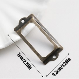 12Pcs Label Holders, Drawer Label, Tag Name Card Holder, Antique Bronze Metal Tag Frame, Iron Tag Frame, Vintage Card Tag Holder, Cabinet Drawer Tag Holders Office Card Frame Labels Holders
