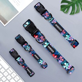 KISSBAK Dog Collar for Medium Dogs - Special Design Cute Girl Dog Pet Collar Soft Adjustable Fancy Floral Girl Puppy Dog Collars (M, Hibicus Colorful)