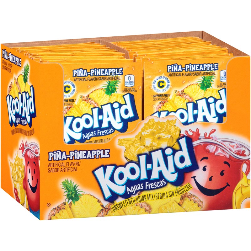 Kool-Aid Aguas Frescas Pina Pineapple Flavored Unsweetened Caffeine Free Powdered