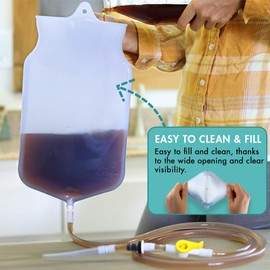 Enema Bag Kit - 2 Quart Clear Non-Toxic Silicone - Coffee for Colon Cleansing and Detox - Home Colonic Kit