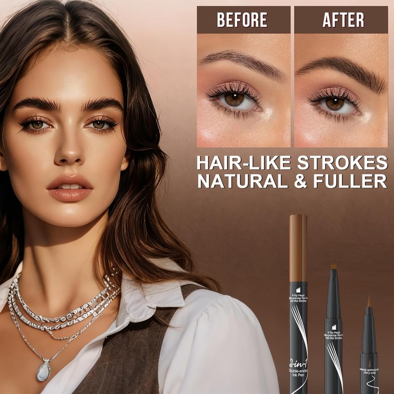 2 in 1 Dual Ended Eyebrow Pencil, Waterproof Microblading Pen,