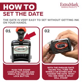 Heavy Duty Office Date Stamp - Brush Stroke Design - Self Inking Dater - Black Ink Color