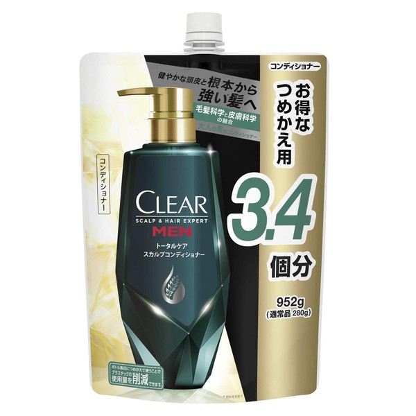 CLEAR For Men Total Care Scalp Conditioner, Refill Treatment, Green, 33.6 oz (952 g) x 1