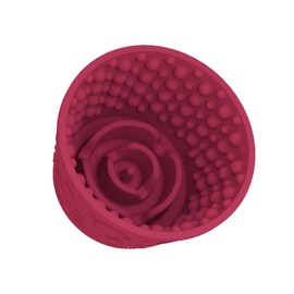 Dog Lick Bowl, Anxiety Relief Silicone Slow Feeder Treat Dispenser, Anti-chocking Pet Dish, Non-Slip Licking Bowl Interactive Entertainment Dog Puzzle Toy for Small & Medium-Dark Red