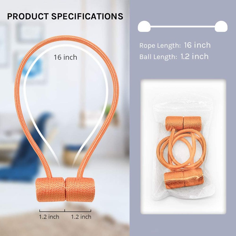 Pretty Jolly 2 Pack Magnetic Curtain Tiebacks 16 Inch Modern