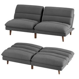 Homall Futon Couch, Modern Futon Sofa Bed with Adjustable Backrest, Convertible Sleeper Sofa Bed for Small Apartments, Loveseat, Office (Corduroy, Grey)