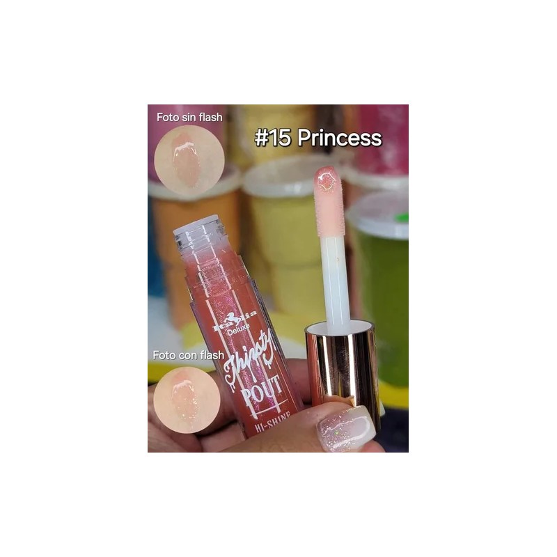 Italia Deluxe Thirsty Pout Hi-Shine lip gloss tono 15 princess