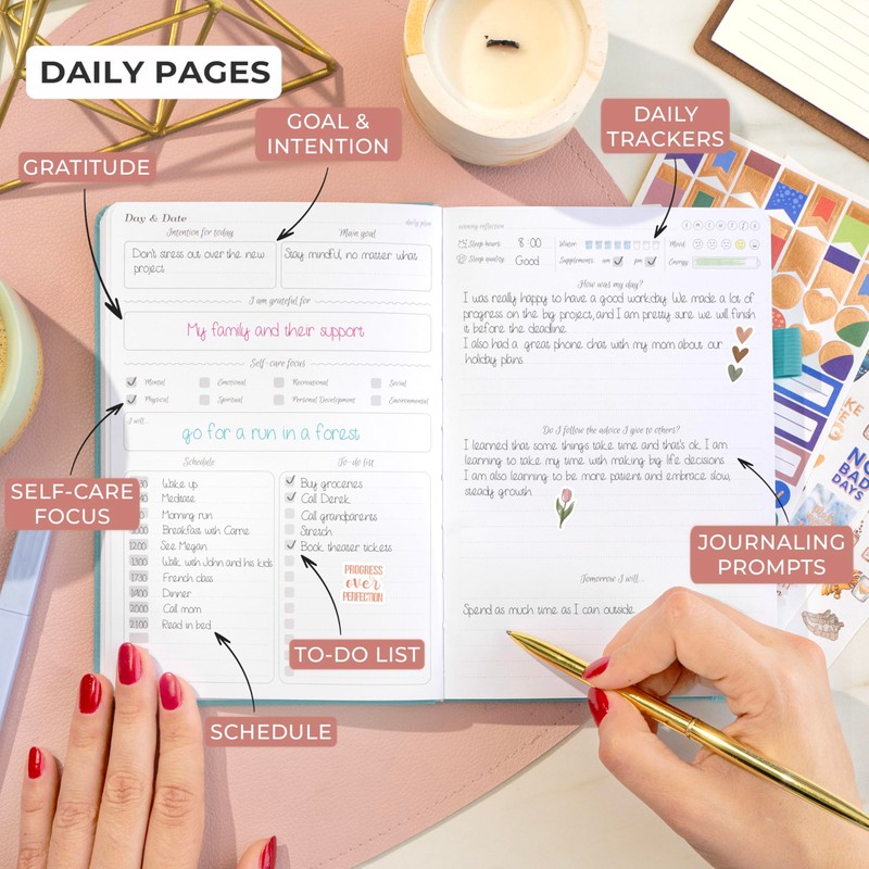 GoGirl Self-care Journal – Daily Mental Health Notebook with Mood