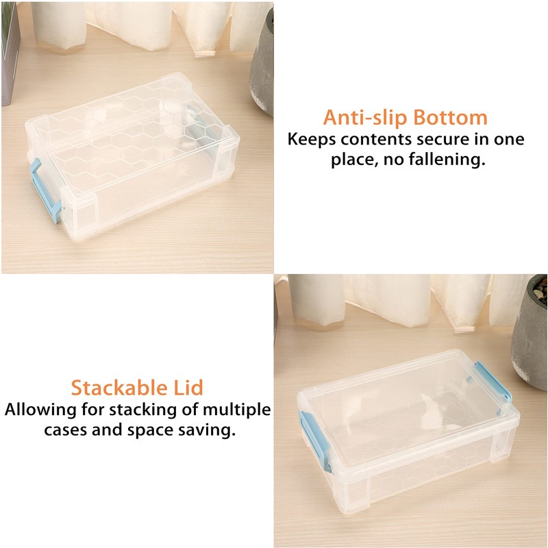 BTSKY Pack of 4 Stackable Transparent Pen Boxes, Office Supplies