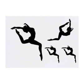4 x 'Leaping Dancer' Temporary Tattoos - Water Resistant, Skin-Safe, Non-Toxic Transfers, Mixed Sizes (TO00070174)