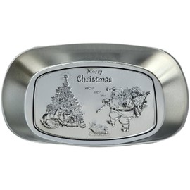 Silver Metal Oval Decorative Tray Set of 3, Essentials, Thanksgiving & Holiday Decor, Embossed Vanity Serving Trays for Entertaining and Gifting