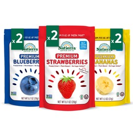 NATIERRA Premium Freeze-Dried Blueberries, Strawberries & Bananas | Non-GMO & Vegan, Gluten Free, No Additives, No Sugar Added | Variety Pack (Pack of 6)