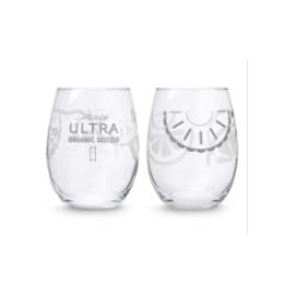 Michelob Ultra Hard Seltzer Stemless Wine Glass Set with Etched Design, 2 Pieces