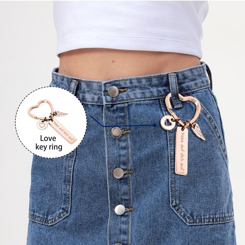 GVSAVY 1pc Love Key Ring with 1pc Gift Box and