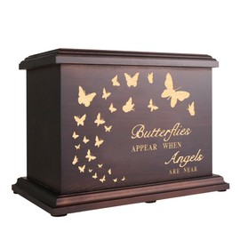 Cremation Memorial Urn for Human Ashes - Wooden Box and Casket for Adult Male Female Men Women Child - Large Burial Funeral Urn Holds Up to 270 LBS
