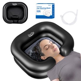 Inflatable Shampoo Basin for Bedridden and Disabled,Portable Shampoo Bowl for Injured, Hair Washing Basin for Childred,Pregnant Woman,Easy Hair Washing at Home (Black)