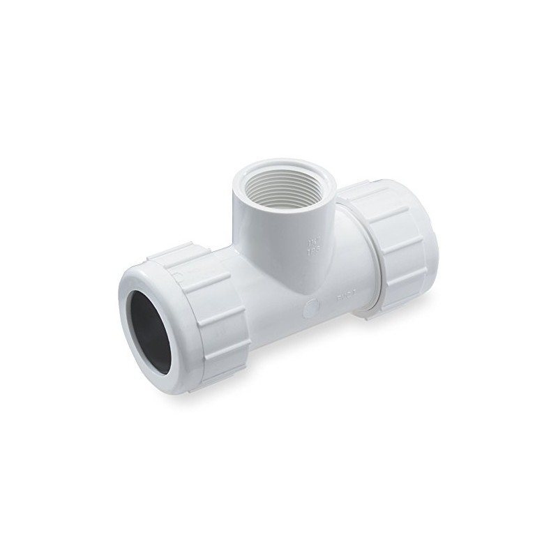 NDS CPT-1250-T 1-1/4-Inch Threaded PVC Compression Tee, Gray