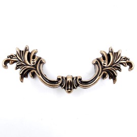 Jetland French Provincial Drawer Pulls - 6-Pack, Antique Brass, 2-1/2" Hole Centers, Vintage Shabby Chic Pulls for Dresser Nightstand Cabinet, PW1618ABR64