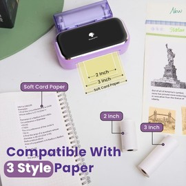 Phomemo M03 Mini Printer for Smartphone, Portable Thermal Printer, Bluetooth Photo Printer, 53 and 80 mm Instant Print, Compatible with Mobile Phones and Tablet, for Study, Photos, Scrapbooking,