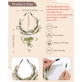 HAIMEIKANG Floral Bandana Headbands for Women Boho Hair Bandanas Scarf Triangle Kerchief Hair Bands Vintage Head Scarf(Black+Green+Beige)