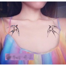 4 pcs Fake Tattoos Swallow Temporary Tattoo Art Girls Clavicle Wrist Waterproof Colour Black and White Tattoo