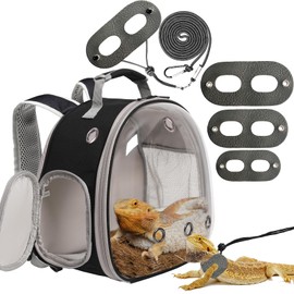 Bearded Dragon Travel Backpack with Harness and Leash Set,Lizard Backpack Travel Carrier,Space Capsule Clear Bubble Window Astronaut Reptile Carrier Backpack, Airline Approved