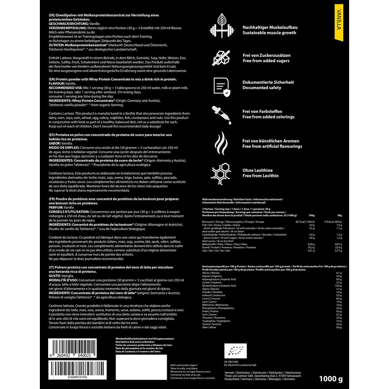 ORGAINIC Organic Whey Protein Powder, Organic Protein Powder from Germany,