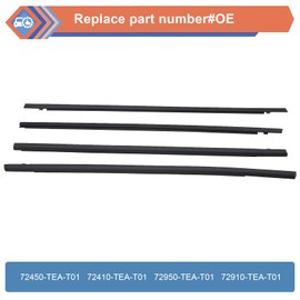 ZONFANT 4 Pcs Car Outer Door Window Moulding Trim Weatherstrip Seal Belt Compatible with Honda Vehicle Civic 4 Door Sedan 2016-2021, Replace#72450-TEA-T01 72410-TEA-T01 72950-TEA-T01 72910-TEA-T01