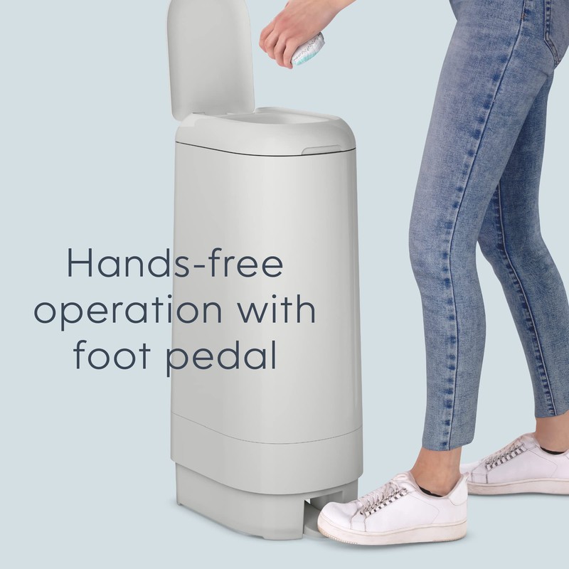 Diaper Genie Signature Pail (Grey) Includes 1 Easy Roll Refill