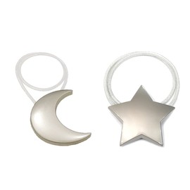 Magnetic Curtain Tiebacks 1 Pair Curtain Clips Rope Holdbacks Moon and Star Shape Window Curtain Tie Backs Silver for Home Office Art Decorative Drapes